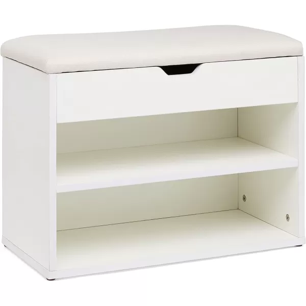 Amazon Basics Shoe Storage Bench WhiteBeigeWhite Beige