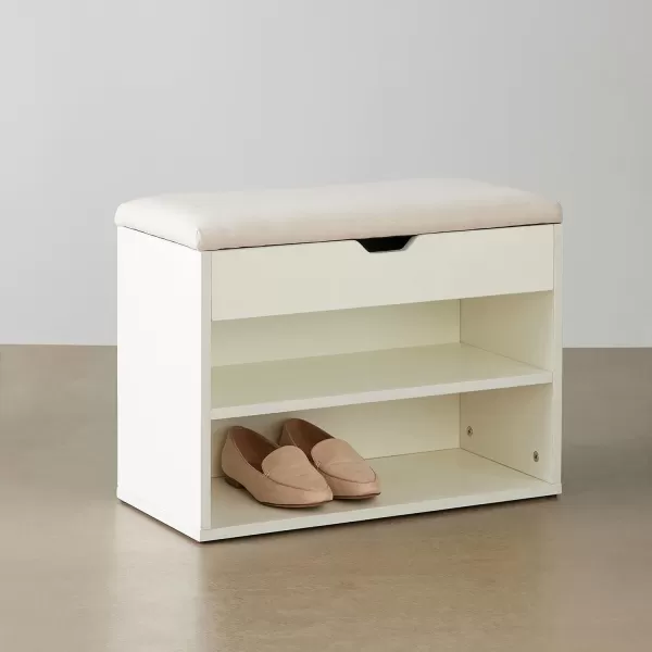 Amazon Basics Shoe Storage Bench WhiteBeigeWhite Beige