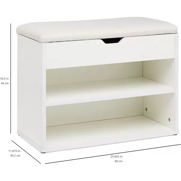 Amazon Basics Shoe Storage Bench WhiteBeigeWhite Beige