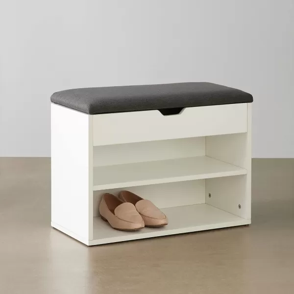 Amazon Basics Shoe Storage Bench WhiteBeigeWhite Grey