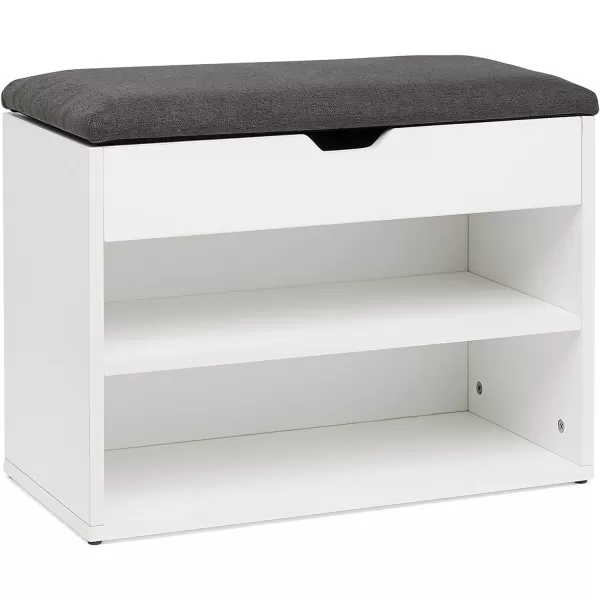 Amazon Basics Shoe Storage Bench WhiteBeigeWhite Grey