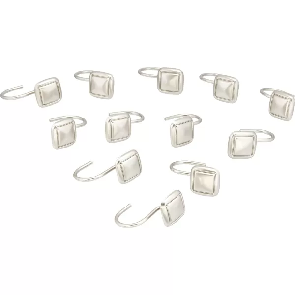 Amazon Basics Shower Curtain Hooks  Lined Square Hooks NickelNickel Lined Square