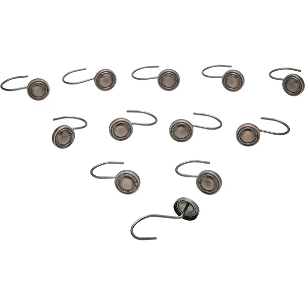 Amazon Basics Shower Curtain Hooks  Lined Square Hooks NickelOilrubbed Bronze Classic Button