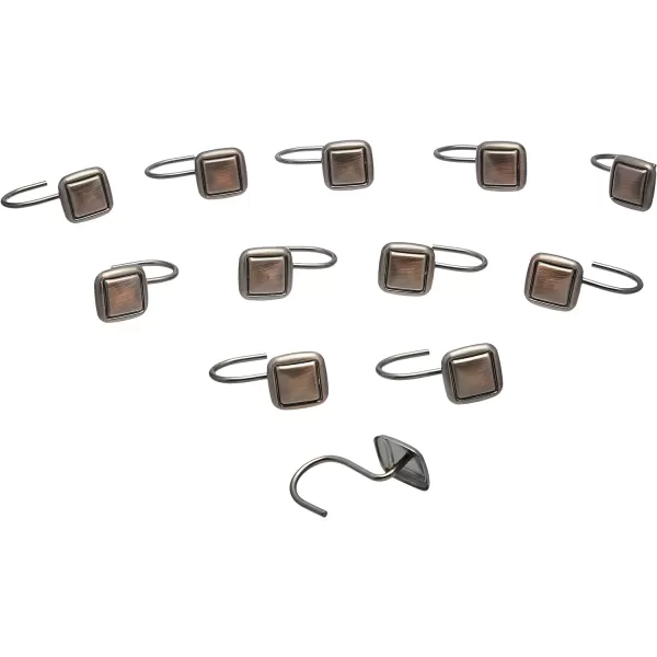 Amazon Basics Shower Curtain Hooks  Lined Square Hooks NickelOilrubbed Bronze Lined Square