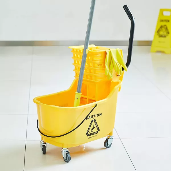 Amazon Basics Side Press Wringer Combo Commercial Rectangular Mop Bucket on Wheels 35Quart YellowAmazon Basics Side Press Wringer Combo Commercial Rectangular Mop Bucket on Wheels 35Quart Yellow