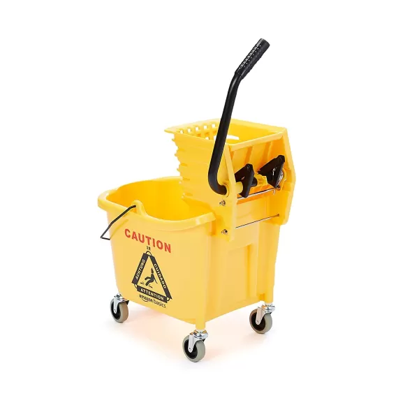 Amazon Basics Side Press Wringer Combo Commercial Rectangular Mop Bucket on Wheels 35Quart YellowAmazon Basics Side Press Wringer Combo Commercial Rectangular Mop Bucket on Wheels 35Quart Yellow