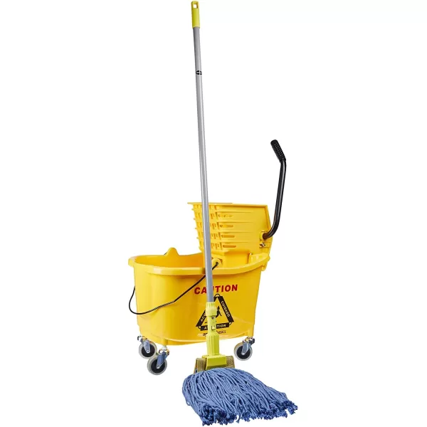 Amazon Basics Side Press Wringer Combo Commercial Rectangular Mop Bucket on Wheels 35Quart YellowAmazon Basics Side Press Wringer Combo Commercial Rectangular Mop Bucket on Wheels 35Quart Yellow