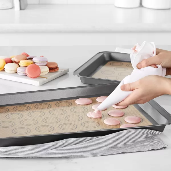 Amazon Basics Silicone NonStick Food Safe Baking Mat Pack of 3 BeigeGray Rectangular 165 x 1162BeigeGray 2Pack Macaron Baking Mats