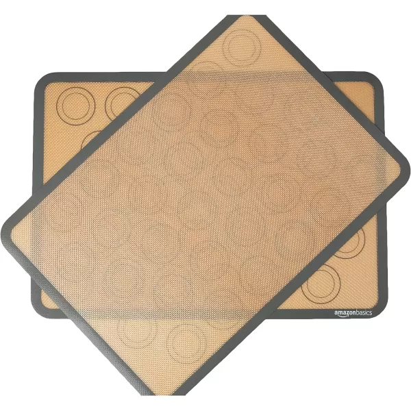 Amazon Basics Silicone NonStick Food Safe Baking Mat Pack of 3 BeigeGray Rectangular 165 x 1162BeigeGray 2Pack Macaron Baking Mats