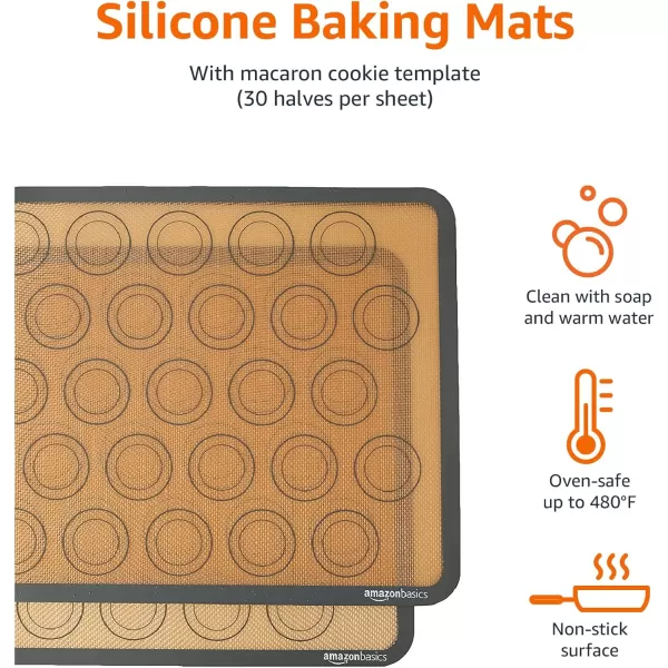 Amazon Basics Silicone NonStick Food Safe Baking Mat Pack of 3 BeigeGray Rectangular 165 x 1162BeigeGray 2Pack Macaron Baking Mats