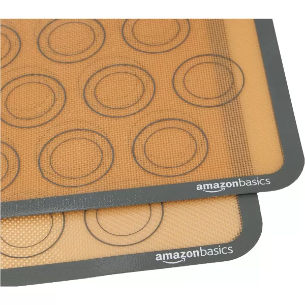 Amazon Basics Silicone NonStick Food Safe Baking Mat Pack of 3 BeigeGray Rectangular 165 x 1162BeigeGray 2Pack Macaron Baking Mats