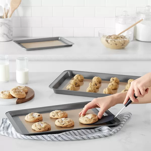 Amazon Basics Silicone NonStick Food Safe Baking Mat Pack of 3 BeigeGray Rectangular 165 x 1162BeigeGray 3Pack Baking Mats