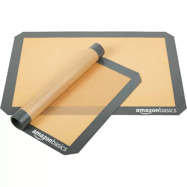 Amazon Basics Silicone NonStick Food Safe Baking Mat Pack of 3 BeigeGray Rectangular 165 x 1162New BeigeGray 2Pack Baking Mats