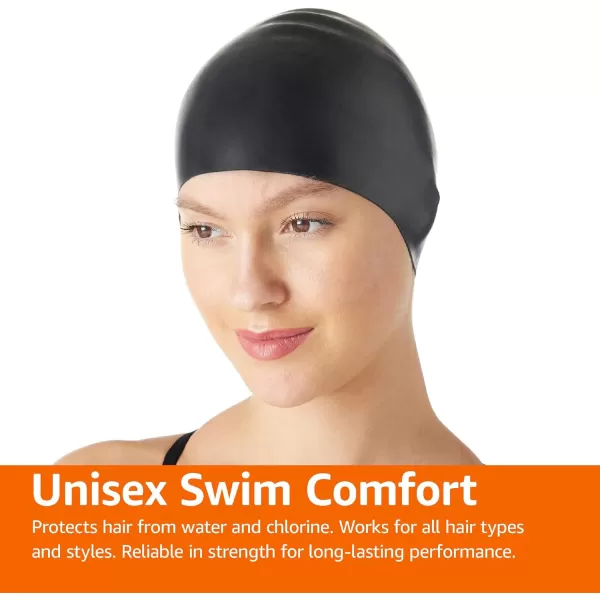 Amazon Basics Silicone Unisex Swim CapsBlackBlue