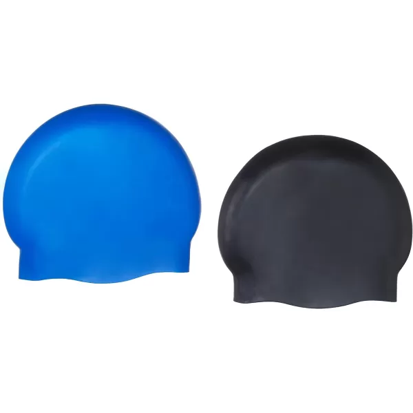 Amazon Basics Silicone Unisex Swim CapsBlackBlue