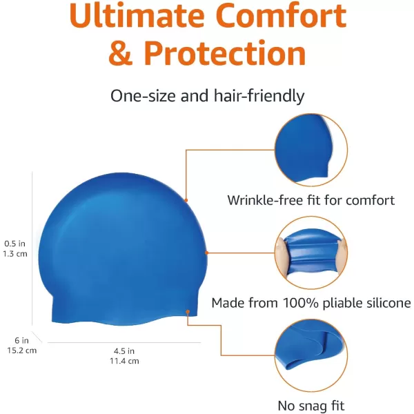 Amazon Basics Silicone Unisex Swim CapsBlue
