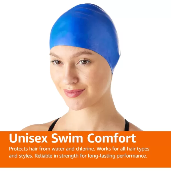 Amazon Basics Silicone Unisex Swim CapsBlue