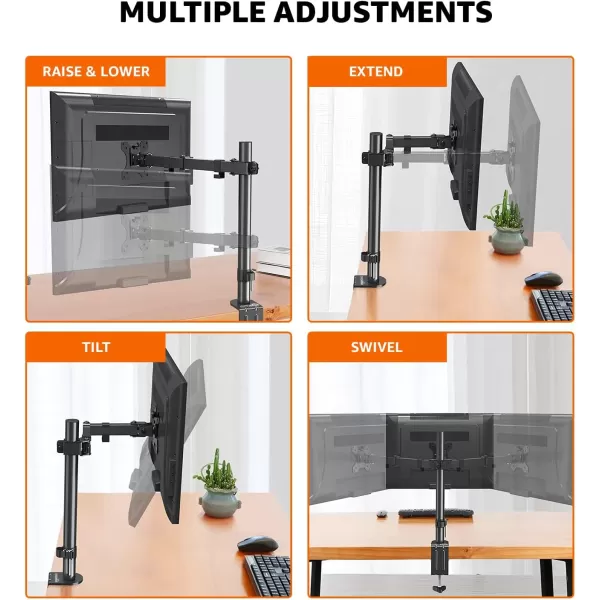 Amazon Basics Single Computer Monitor Stand Height Adjustable Desk Arm Mount Steel BlackAmazon Basics Single Computer Monitor Stand Height Adjustable Desk Arm Mount Steel Black