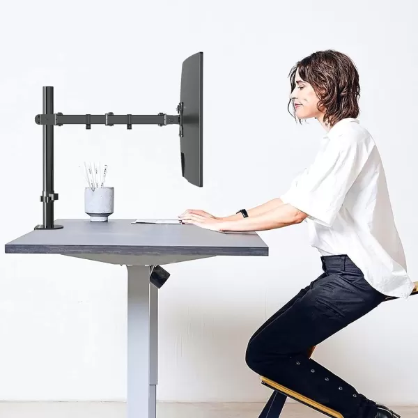 Amazon Basics Single Computer Monitor Stand Height Adjustable Desk Arm Mount Steel BlackAmazon Basics Single Computer Monitor Stand Height Adjustable Desk Arm Mount Steel Black