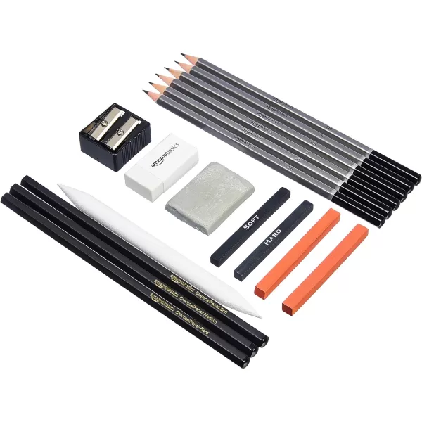 Amazon Basics Sketch and Drawing Art Pencil Kit 17 Piece Set Charcoal Black WhiteAmazon Basics Sketch and Drawing Art Pencil Kit 17 Piece Set Charcoal Black White
