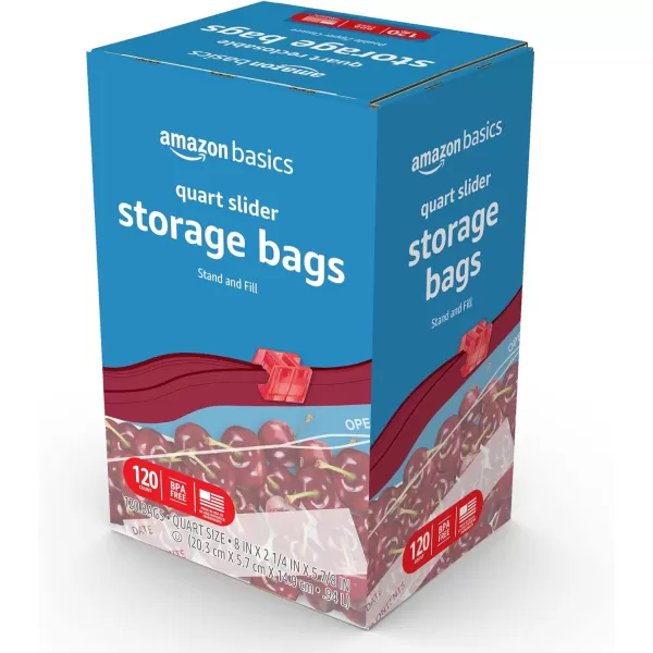 Amazon Basics Slider Quart Food Storage Bags 120 Count Previously SolimoQuart 120 Count