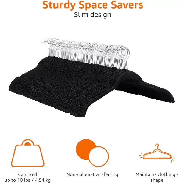 Amazon Basics Slim Velvet NonSlip Shirt Clothes Hangers BlackSilver  Pack of 100Pack of 100 BlackSilver