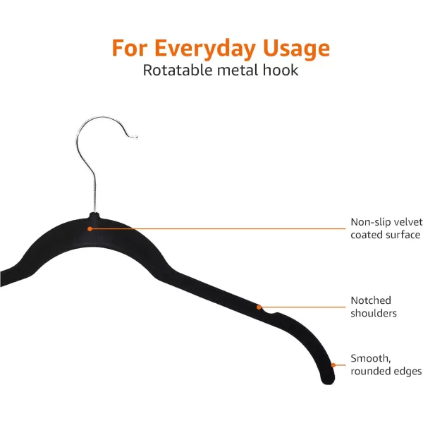 Amazon Basics Slim Velvet NonSlip Shirt Clothes Hangers BlackSilver  Pack of 100Pack of 100 BlackSilver