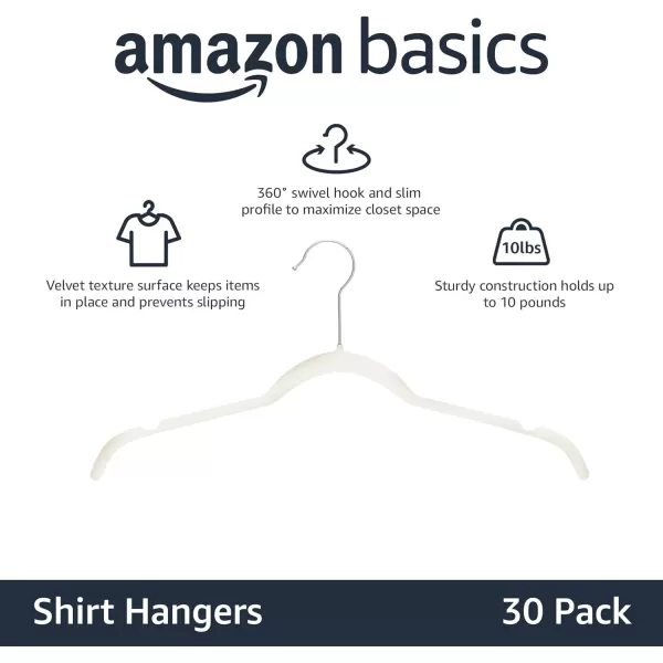 Amazon Basics Slim Velvet NonSlip Shirt Clothes Hangers BlackSilver  Pack of 100Pack of 30 IvoryBeige