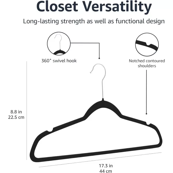 Amazon Basics Slim Velvet NonSlip Suit Clothes Hangers IvoryRose Gold  Pack of 30BlackSilver Pack of 30