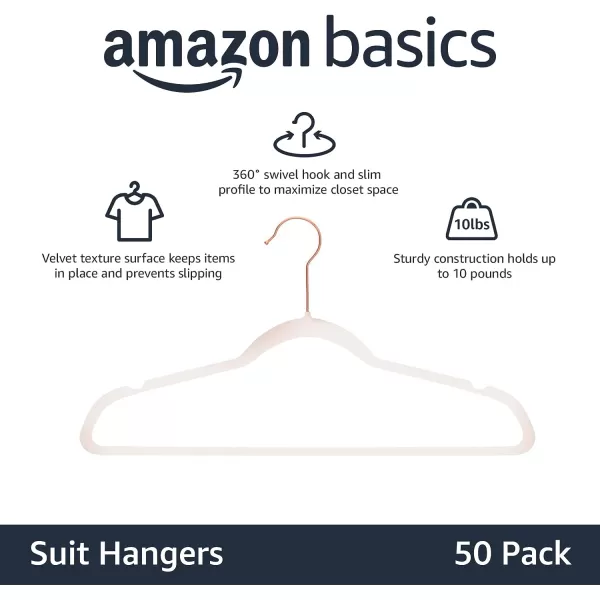 Amazon Basics Slim Velvet NonSlip Suit Clothes Hangers IvoryRose Gold  Pack of 30Blush PinkRose Gold Pack of 50