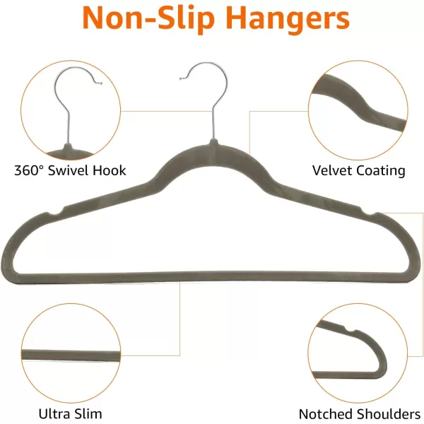 Amazon Basics Slim Velvet NonSlip Suit Clothes Hangers IvoryRose Gold  Pack of 30GraySilver Pack of 30