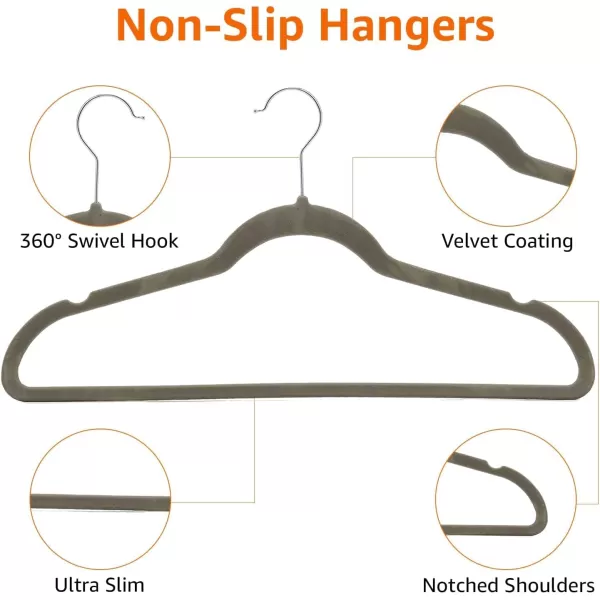 Amazon Basics Slim Velvet NonSlip Suit Clothes Hangers IvoryRose Gold  Pack of 30GraySilver Pack of 50