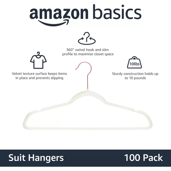 Amazon Basics Slim Velvet NonSlip Suit Clothes Hangers IvoryRose Gold  Pack of 30IvoryRose Gold Pack of 100