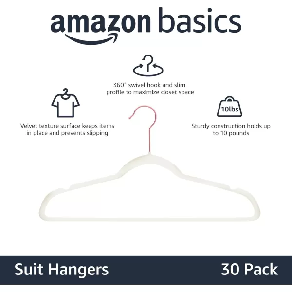 Amazon Basics Slim Velvet NonSlip Suit Clothes Hangers IvoryRose Gold  Pack of 30IvoryRose Gold Pack of 30