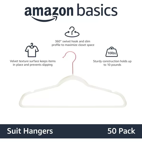 Amazon Basics Slim Velvet NonSlip Suit Clothes Hangers IvoryRose Gold  Pack of 30IvoryRose Gold Pack of 50