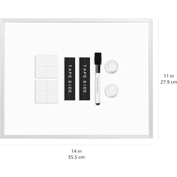 Amazon Basics Small Dry Erase Whiteboard Magnetic White Board with Marker and Magnets  11 x 14 Inches Aluminum Frame11x14u201C Aluminum frame