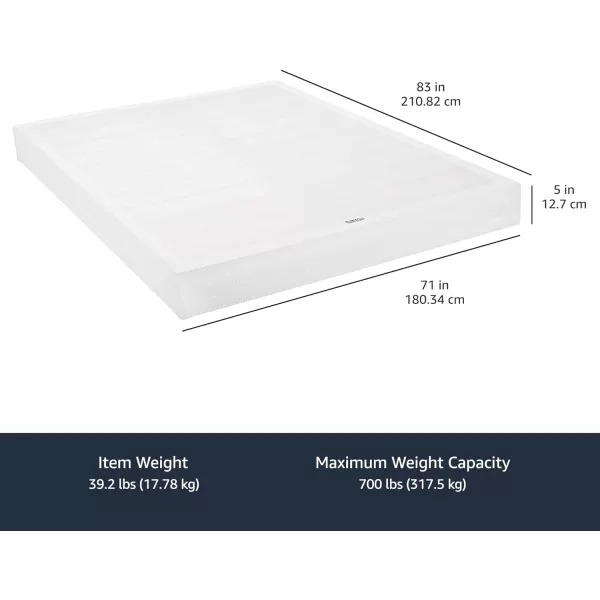 Amazon Basics Smart Box Spring Bed Base 5 Inch Mattress Foundation ToolFree Easy Assembly Twin WhiteCalifornia King