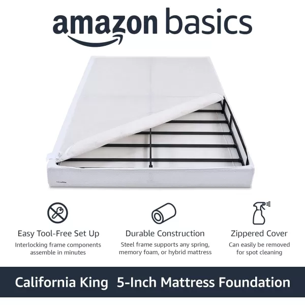 Amazon Basics Smart Box Spring Bed Base 5 Inch Mattress Foundation ToolFree Easy Assembly Twin WhiteCalifornia King