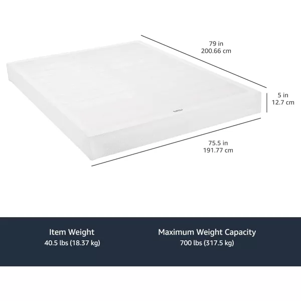 Amazon Basics Smart Box Spring Bed Base 5 Inch Mattress Foundation ToolFree Easy Assembly Twin WhiteKing