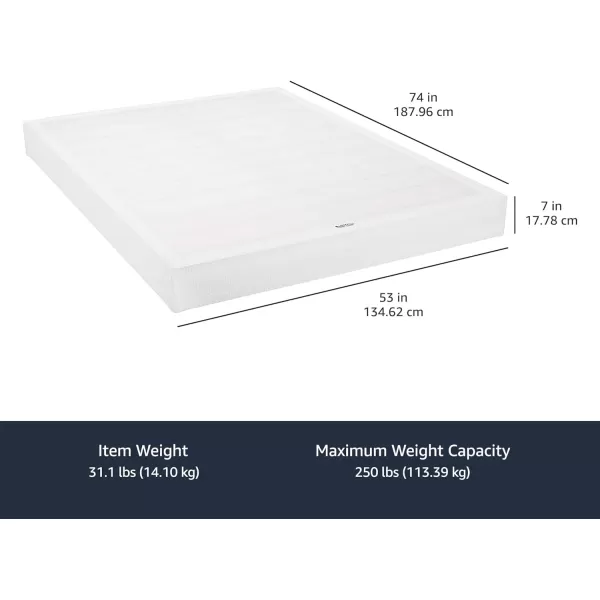 Amazon Basics Smart Box Spring Bed Base 7Inch Mattress Foundation ToolFree Easy Assembly King WhiteFull