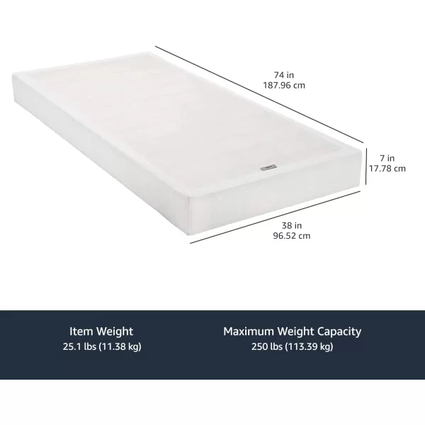 Amazon Basics Smart Box Spring Bed Base 7Inch Mattress Foundation ToolFree Easy Assembly King WhiteTwin
