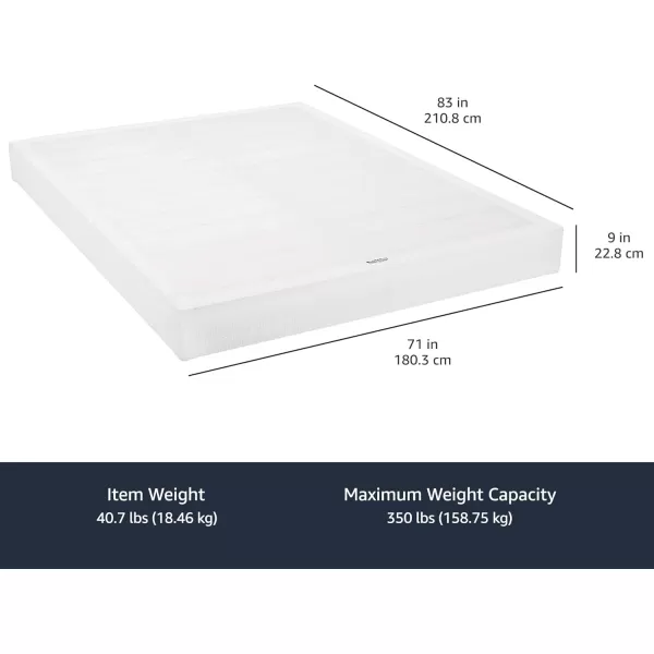 Amazon Basics Smart Box Spring Bed Base 9 Inch Mattress Foundation ToolFree Easy Assembly Queen WhiteCalifornia King