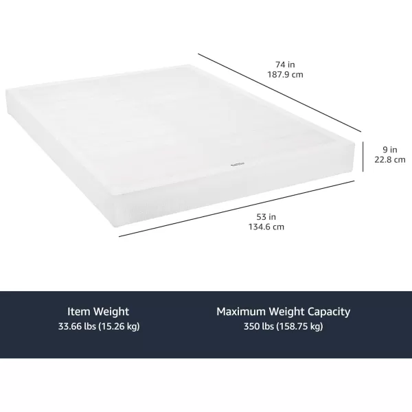 Amazon Basics Smart Box Spring Bed Base 9 Inch Mattress Foundation ToolFree Easy Assembly Queen WhiteFull