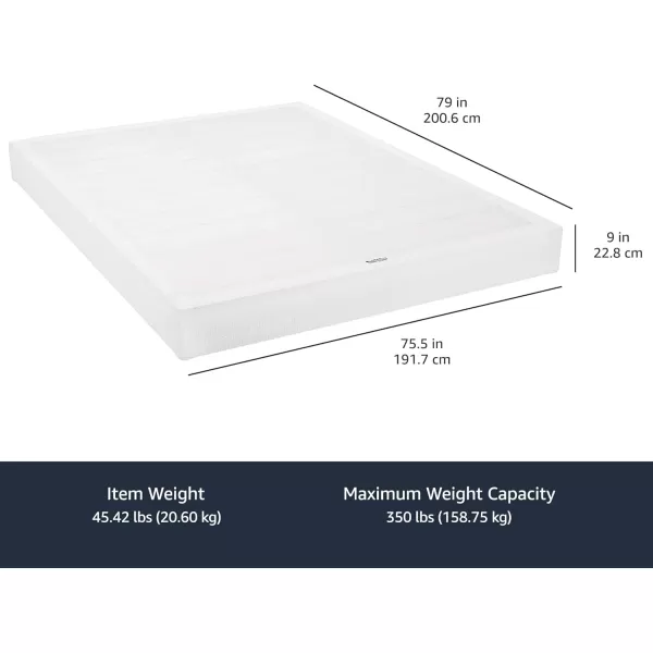 Amazon Basics Smart Box Spring Bed Base 9 Inch Mattress Foundation ToolFree Easy Assembly Queen WhiteKing