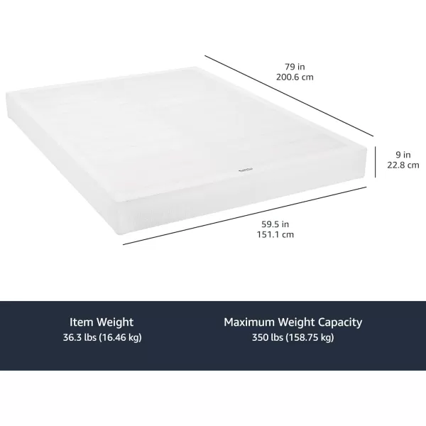 Amazon Basics Smart Box Spring Bed Base 9 Inch Mattress Foundation ToolFree Easy Assembly Queen WhiteQueen
