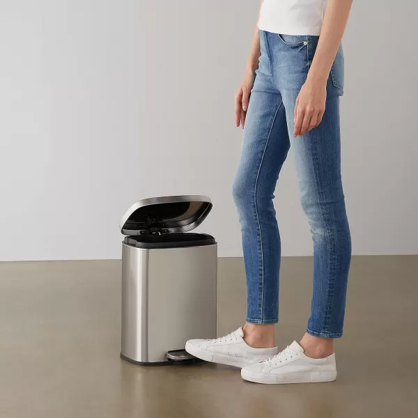 Amazon Basics Smudge Resistant Rectangular Trash Can With SoftClose Foot Pedal Brushed Stainless Steel 50 Liter132 Gallon Satin Nickel Finish12L  31 Gallon