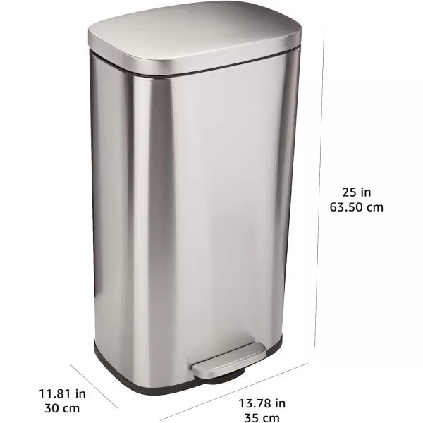 Amazon Basics Smudge Resistant Rectangular Trash Can With SoftClose Foot Pedal Brushed Stainless Steel 50 Liter132 Gallon Satin Nickel Finish30L  79 Gallon