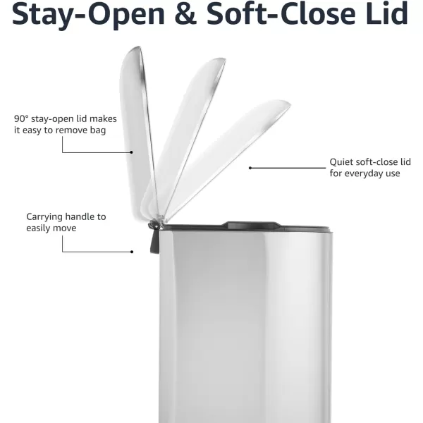 Amazon Basics Smudge Resistant Small DShaped Trash Can With SoftClose Foot Pedal For Narrow Spaces 10 Liter26 Gallons Brushed Stainless SteelNarrow 40L  105 Gallon Brushed Stainless Steel