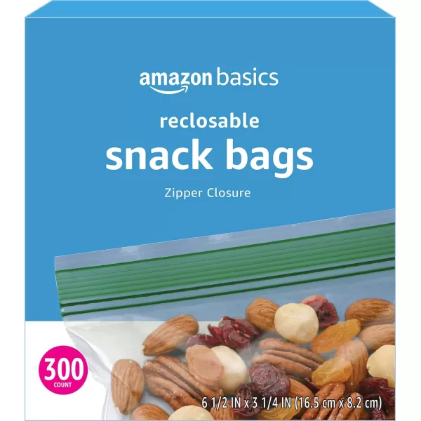 Amazon Basics Snack Storage Bags 300 Count Previously SolimoClear Pack of 1