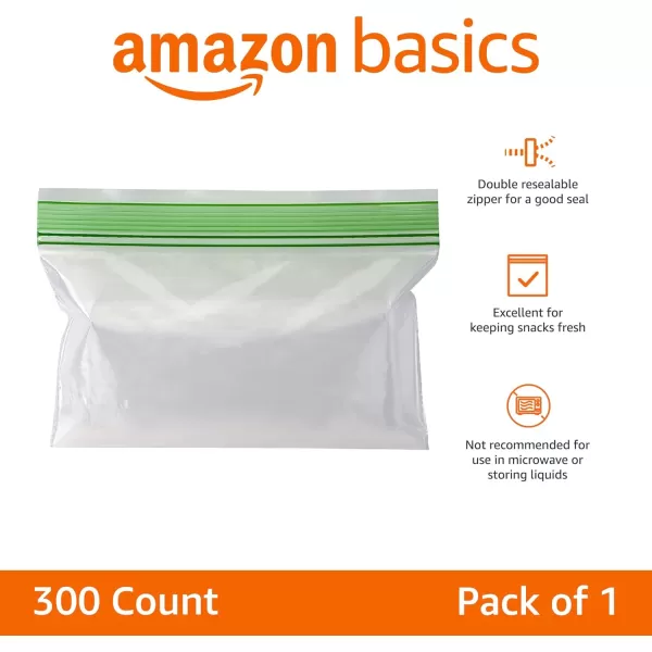 Amazon Basics Snack Storage Bags 300 Count Previously SolimoClear Pack of 1